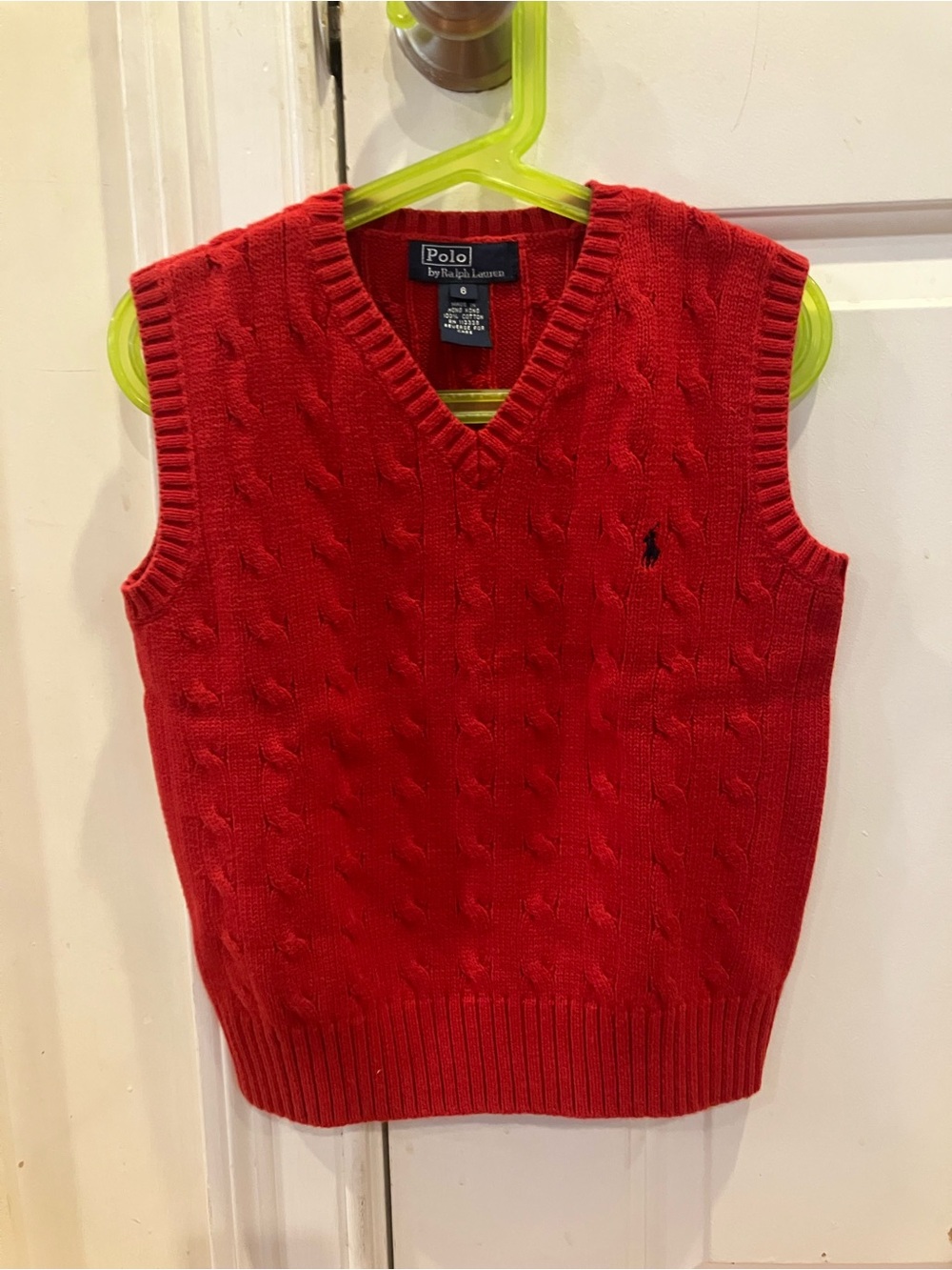 Ralph Lauren Red Cable-Knit V-Neck Sweater Vest - Men